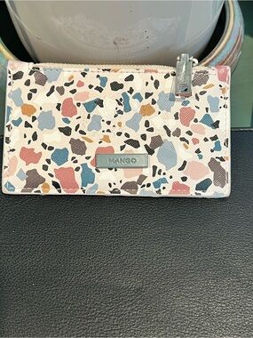 Mango White Terrazzo-Print Wallet with Multicolor Accents